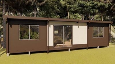 Casas prefabricadas hechas con cáscara de café y plástico reciclado